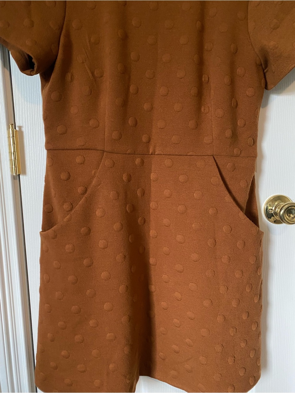 Hutch Rust/Brown Textured Short-Sleeve Shift Dress with Pockets Size XL - Picture 3 of 7